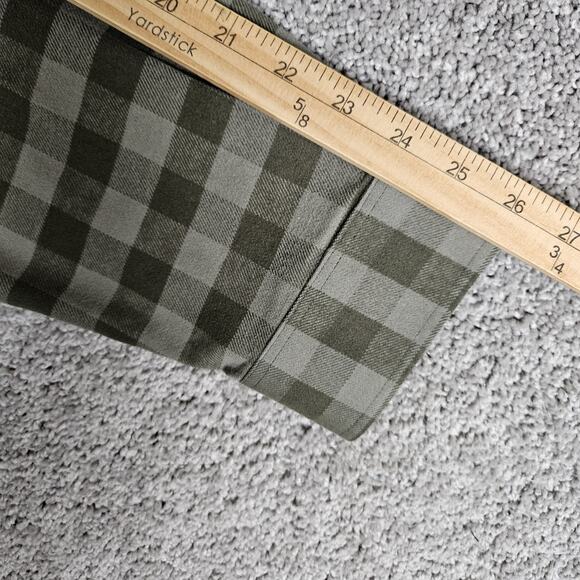 L.L. Bean Flannel Shirt Mens Large Tall LT Green Check Plaid Button Up Work - Picture 7 of 12